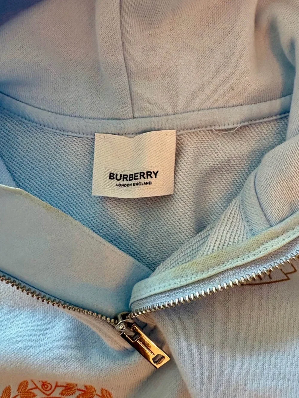 Burberry Kids Blue Hoodie & Joggers Set with Multicolor Crest